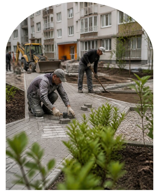 Благоустройство двора многоквартирного дома в Владивостоке