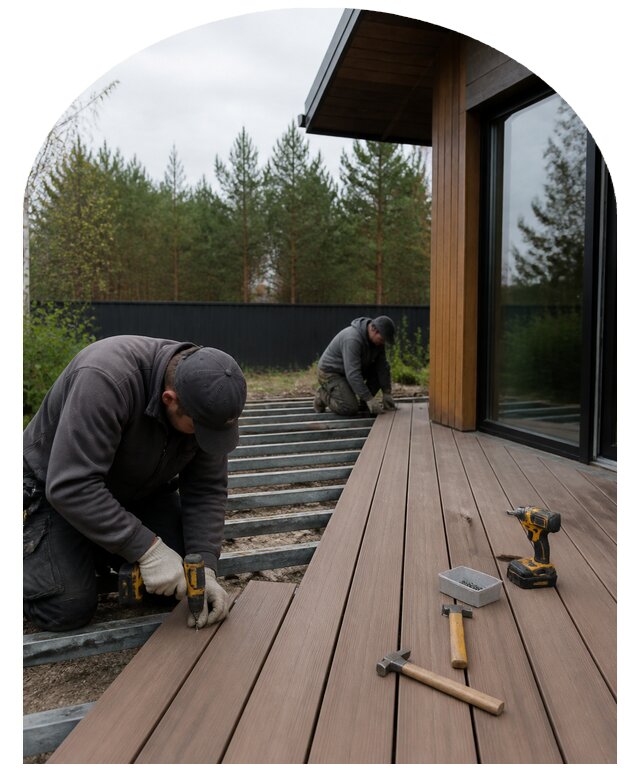Профессиональный монтаж настила из террасной доски в Владивостоке